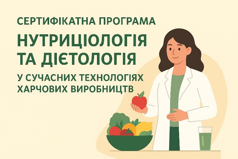 Стартувала нова сертифікатна програма «Нутриціологія та дієтологія у сучасних технологіях харчових виробництв»